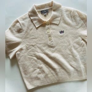 J. Crew Limited Edition USA Swimming X J.Crew Cashmere Cropped Sweater Polo